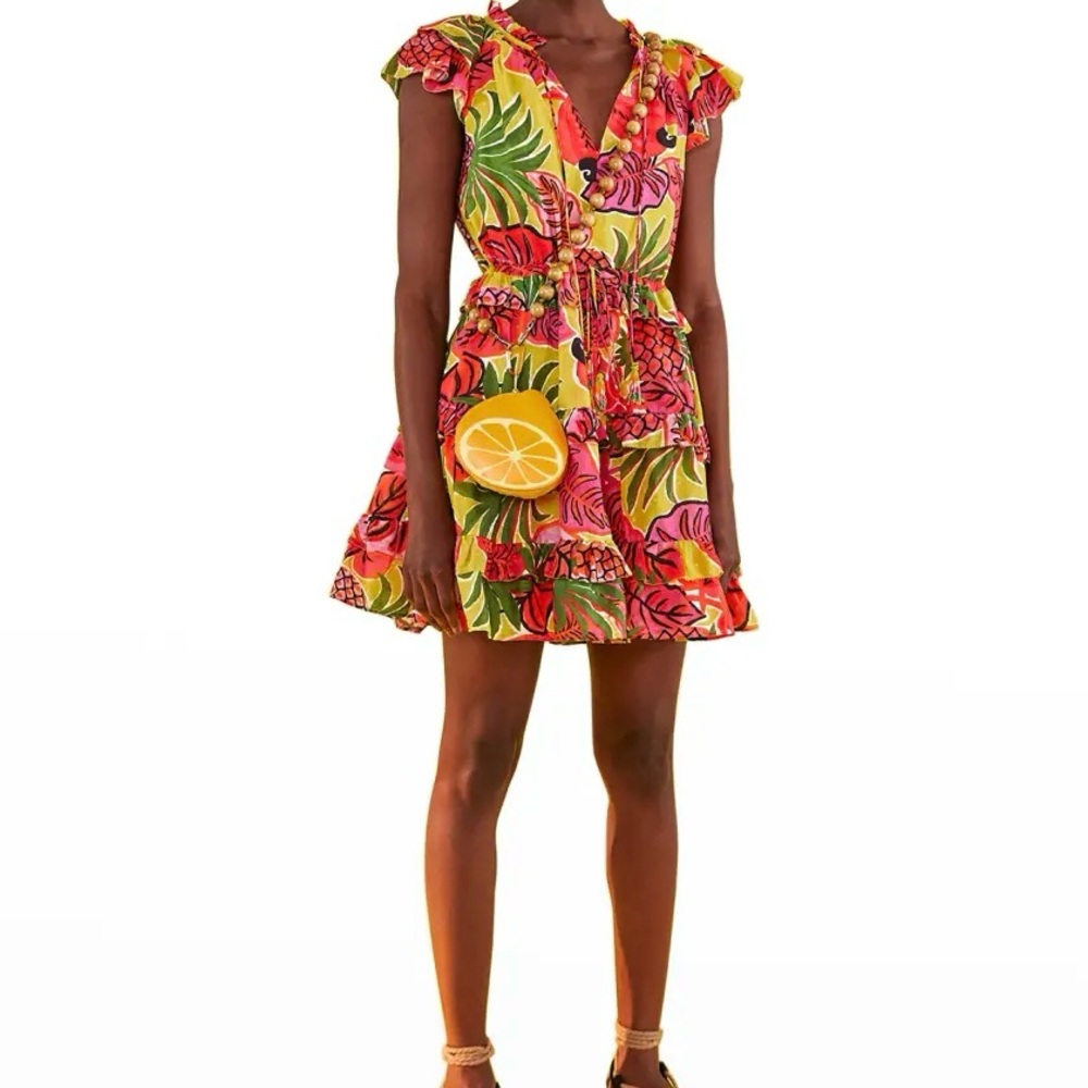 Farm Rio Dream Fruit Ruffled Mini Dress. Extra Small - Picture 9 of 12